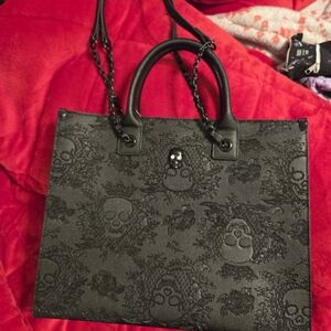 Betsey Johnson Black Skull Embossed Tote